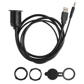 USB 3.0 3.5mm Car Mount Flush Cable Data Transfer Plug and Play AUX Car Mount Flush Cable for Automobile Motorbike