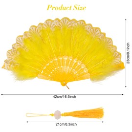 Foldable Feather Fan, Yellow