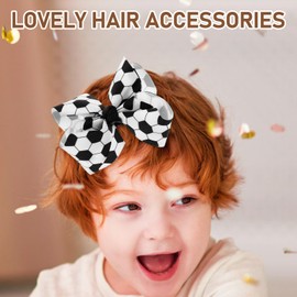 Healvian Pack of 2 Hair Clips Bow Hair Bows Girls Football Hair Clips Decorative Hair Clips Cute Hair Clips with Bow Hair Bow