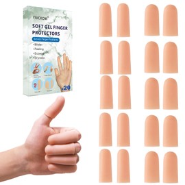 YIVCKOM Gel Finger Cots, Silicone Finger Protectors, Fingertip Bandages Band-aids for Dry Skin, Cracked Fingertip Treatment,Thumb Protector Covers for Hand Eczema Finger Arthritis (20pcs)