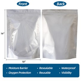 Wisesorb 1 Gallon 60 Packs Mylar Bags For Food Storage, 10"x 14" Mylar Bags With Window, Freeze Dried Candy Bags, Reusable Storage Bags For Food, Mylar Food Storage Bags for Long Term Food Storage