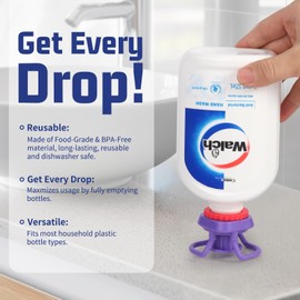 3 Pack Bottle Emptying Kit to Get Every Last Drop Out, Fit Most Household Plastic Bottles with BPA-Free and Food-Grade Material (3 Standing Support Caps, 6 Cap Adapters Included)