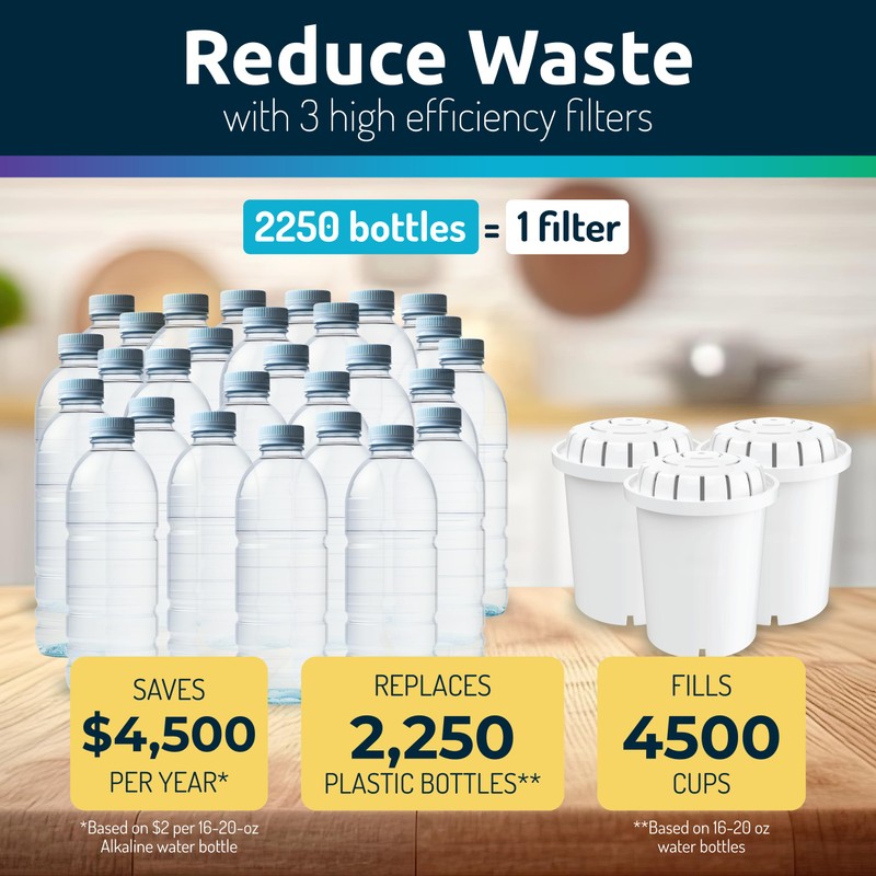 Invigorated Water - Alkaline Countertop Water Filter Dispenser, Large 52-Cup