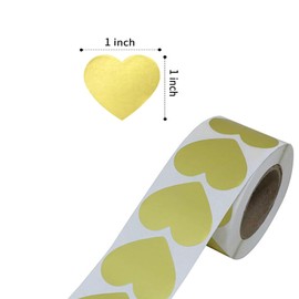 1000PCS Gold Heart Sticker,1 Inch Metallic Love Heart Shaped Foil Envelopes Sealing Stickers for Kids Reward,Valentine's Day,Christmas Gift,Award Charts,Wedding Invitaion, Birthday Party (Gold)