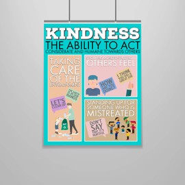 Kindness Poster – Character Building – 16 x 20 – Growth Mindset – Social Emotional – Moral Intelligence – Classroom Decor – School Counselor – Educator – Administrator – Virtues – Values
