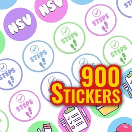 900 Fitness and Food Dots 10mm Spot Reward Stickers for Journals Planners Habit Trackers Diet