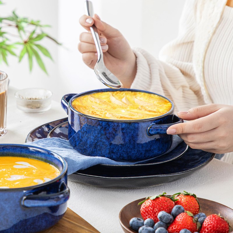 vancasso Starry Soup Bowls with Handles, 30 Oz French Onion