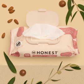 The Honest Company Nourish and Cleanse Naturally Scented Wipes, Cleansing Multi-Tasking, 99% Water, Plant Based, Hypoallergenic, Sweet Almond, 60 Count