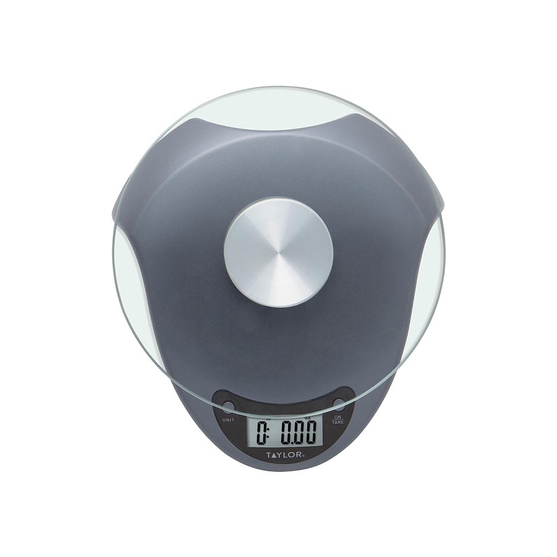 Taylor Digital Kitchen Scale with Glass Platform, Tare Button, and