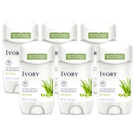 Ivory Aluminum Free Deodorant, Hint of Aloe, All Day Protection, Dermatologist Tested, Baking Soda Free, Paraben Free, 2.4oz (Pack of 6)