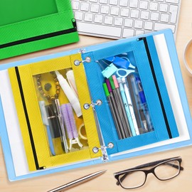 Gloween 120 Pack Pencil Pouch for 3 Ring Binder, Zipper Pencil Pouches/Case in Assorted Color, Durable Binder Pencil Pouch/Bag for Office School Supplies (10 Colors)