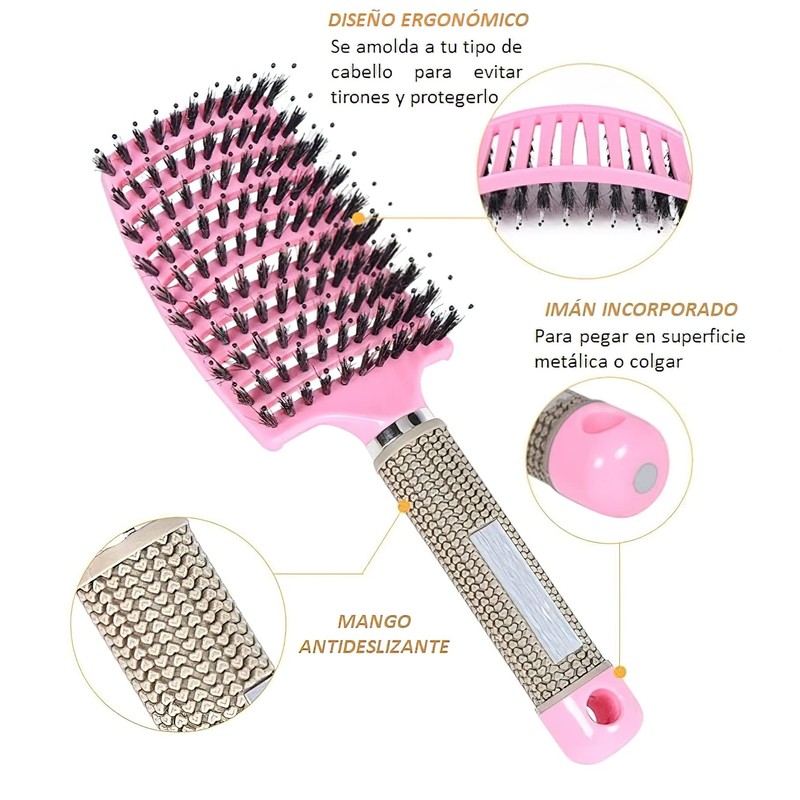 Hair Brush + 5 Scrunchies - Anti Pull - Massage