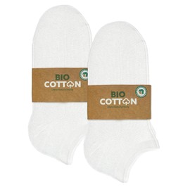 mehrstrumpf 8/12 Pairs Children's 100% Organic Cultivation Trainer Socks without Seam Skin-friendly Cotton (Model: Biolivia), 8 Pairs (White), 35-38