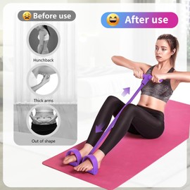 21 Fitness Resistance Bands-4 Tube Pedal Ankle Puller,Stretch Bands for Exercise & Sit Up Training,Fitness Pedal Ankle Puller for Men Women,Ankle Resistance Bands for Foot Pedal Resistance Band (1Set)