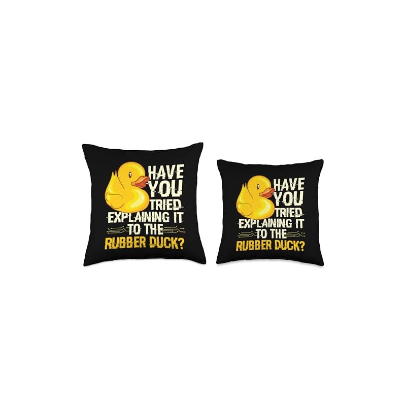 Funny Programmer - Rubber Duck Debugging Throw Pillow