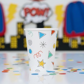 Pooka Superhero Birthday Party Cups for Boys (Set of 8, 9oz) – Happy Birthday Disposable Paper Cups – Video Game Themed Party Supplies – LEGO Inspired, Among Us Inspired, Minecraft Inspired