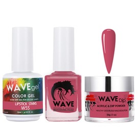 WAVEGEL Soak-Off Gel, Nail Lacquer & Acrylic/Dip Powder Matching Set - Simplicity Collection - #W55 Lipstick Stains