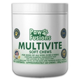Paw Fusions Multivite Soft Chews for Dogs 60 Count - Comprehensive Multivitamin Supporting Overal Health