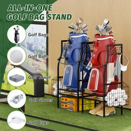 Golf Bag Organizer for Golf Storage, Freestanding Single Golf Bag Stand For Golf Bag Accessories, Compact Golf Bag Storage Rack for Small Spaces, Home or Club Use, Practical Golf Gifts for Golfer
