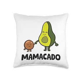 Cute Avocado Gifts For Avocado Lovers Pregnant Pregnancy Funny Avocado Mamacado Throw Pillow, 16x16, Multicolor