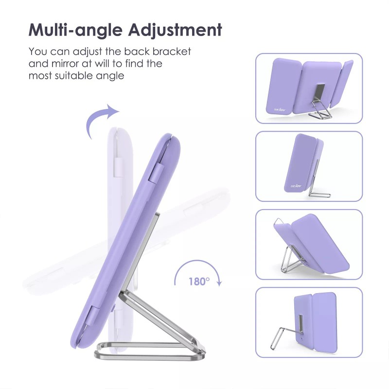 Sejoy Tri-fold LED Makeup Mirror Magnifying Touch Rechargeable Travel Pocket