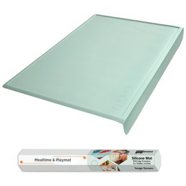 Silicone Placemats for Toddlers & Kids with Angle-Protective Safety Edge – Baby Placemats for Restaurants & Dining Table – Non-Slip & BPA-Free Food Mat – 1.5mm Thick, 18"x12", Sage Green