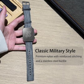 Lamshaw Compatible with Bushnell iON Elite Bands, Breathable Nylon Woven Fabric Replacement Accessory Strap Compatible with Bushnell iON Elite Watch (Gray, 22mm size band)