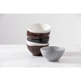 Fortessa Vitraluxe Dinnerware Heirloom Rice Bowl, 5.75-Inch, Set of 4 (Charcoal)