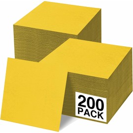Cocktail Napkins Disposable, Yellow Beverage Napkins Soft and Absorbent Paper Napkins for Dinner, Party, Wedding, Or Every Day Use, 5” x 5” 2 Ply Party Napkins, Pack of 200 - By Amcrate