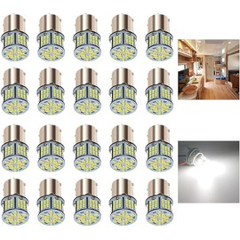 12V RV LED Interior Lights, 20 Packs 1141 1156 1003 1073 BA15S 7506 LED Bulbs for RV Camper Trailer Boat Trunk Interior Indoor Tail Lights, White - 6000K