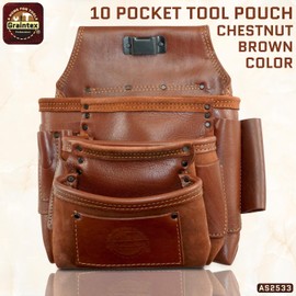 Graintex AS2533 Ambassador Series 10 Pocket Framers Tool Pouch Top Grain Leather for Framers, Constructors, Electricians, Plumbers, Handyman