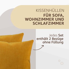 SONIT - Cushion Cover 40 x 40 cm - Sofa Cushion, Decorative Cushion Covers for Living Room and Bedroom - Set of 2 - Made in Italy - Mango