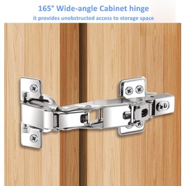165 Degree Soft Close Detachable European Hinges Frameless Cabinet Full Overlay Door Hinges, 2 Pack for Lazy Susan Cabinet Corner Kitchen Cabinet Folden Door