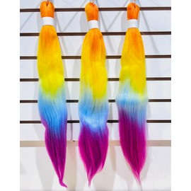 Pre Stretched High Temperature Braiding Hair 26 Inch Braid Hair Extensions 3Pcs Crochet Braiding Hair (Ombre- Rainbow)