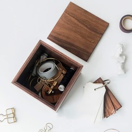 EVIDECO French Home Goods Square Acacia Wood Storage Box with Lid