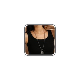 Inateannal Gothic Skull Necklace Silver Skeleton Skull Necklace Dark Skull Cherry Pendant Necklace Punk Skeleton Box Chains Necklace Skull Anxiety Necklace Chain Jewellery Women, Zinc, No Gemstone