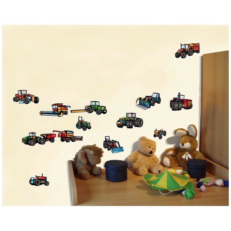 13–Piece Car Set-Tractor And Combine Harvester Farm Truck Wall Sticker