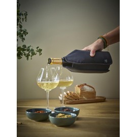 Peugeot Frizz Cooler - For Fresh Champagne or Wine in 20 Minutes - Keeps Freshness for 2 Hours - Easy Clean Fabric - Fits All Bottles - Grey
