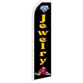 Trade Winds Jewelry Black Advertising 2.5'x11.5' Super-Knit Poly Swooper super Flag Banner