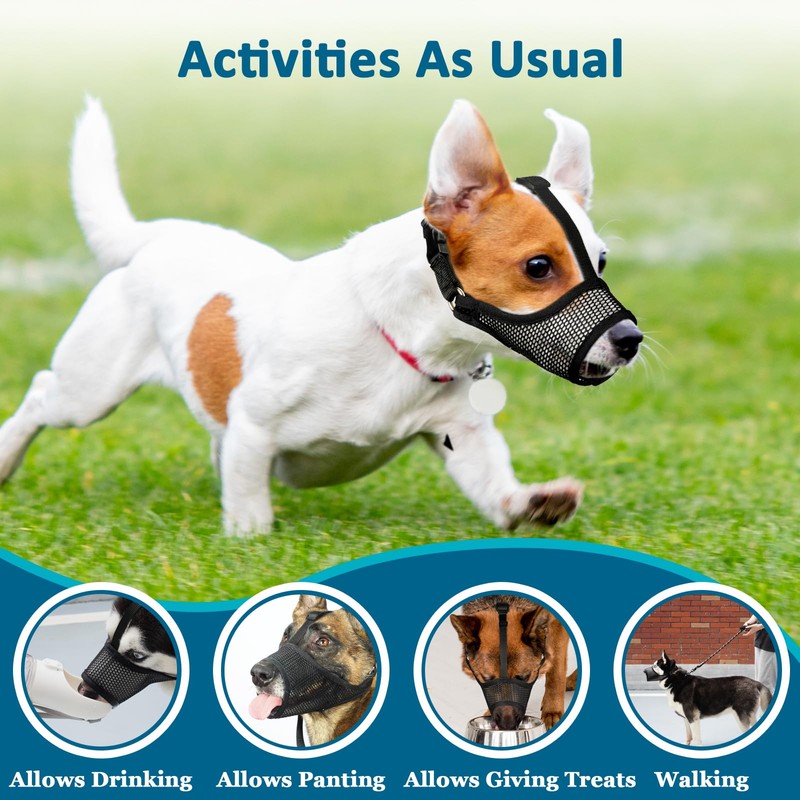 LUCKYPAW Mesh Dog Muzzle for Large Medium Small Dogs, Soft