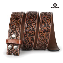 TRIWORKS Western Leather Belt Strap for Men without Buckle Cowboy Cowgirl Belt Strap 1.5" Width