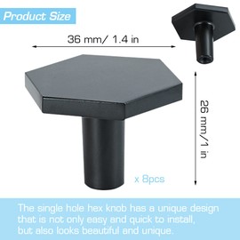 HWTONG 8 Pieces Furniture Knobs Hexagon - Cabinet Knobs, Zinc Alloy Door Knobs, for Kitchen Cabinets, Drawer Knobs, Interior Cabinets (Black)