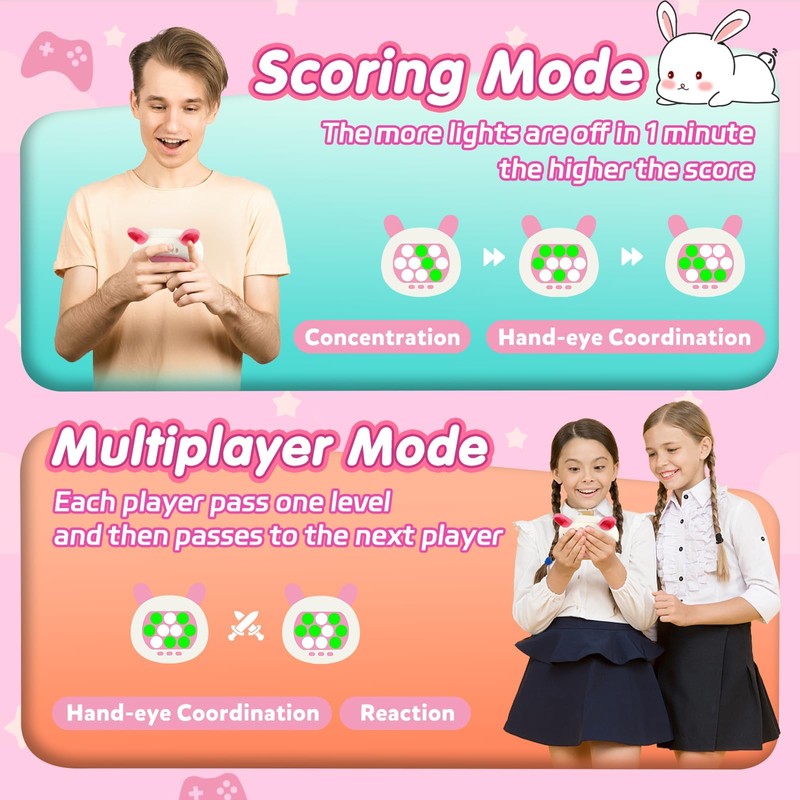 Martiount Pink Bunny Fast Push Game Fidget Toys Pop Game