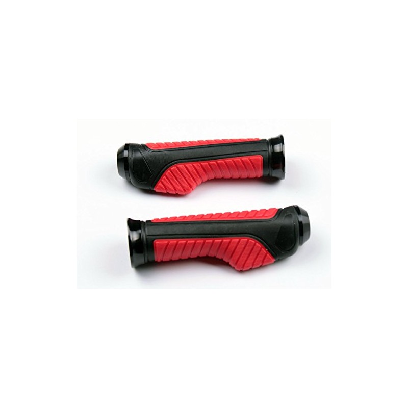 MotorToGo Red Aluminum Handlebar Gel Hand Grips W/End Cap Compatible