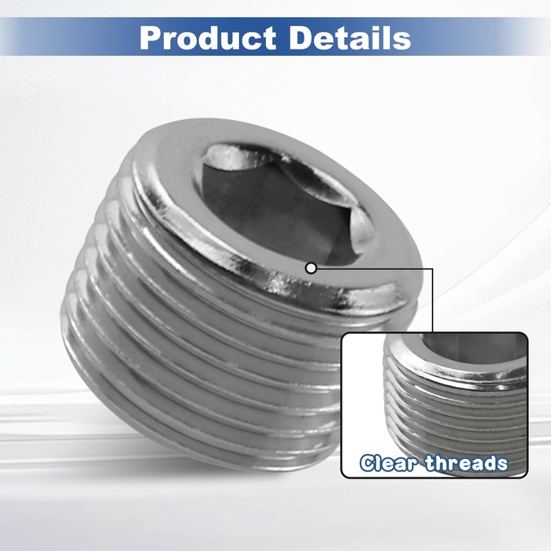 CNQLIS 20 Pcs Stainless Steel Pipe Plug NPT Plug Fitting