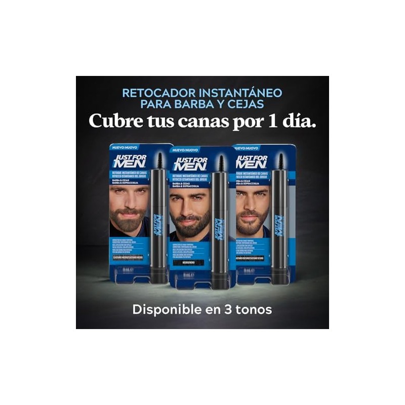 Just For Men Retoque Instantáneo Canas y Cejas, Castaño Medio,