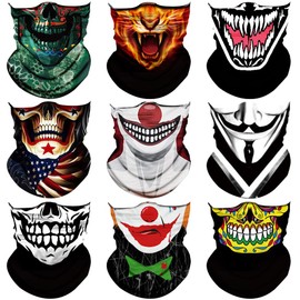 Neck Gaiter Mask,Bandana Gator Face Cover Mask Sun UV Protection,Neck Warmer Balaclava,Tube Face Scarf,Headband for outdoor, 9pcs Type M, One Size