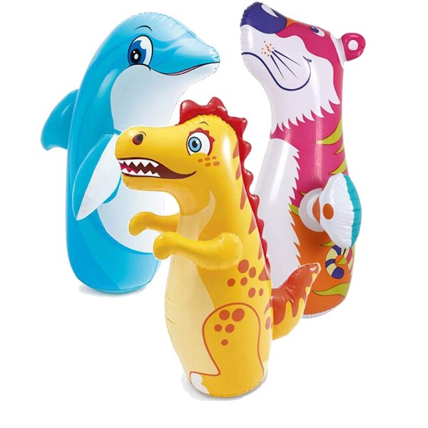 INTEX 3D Bop Bag Blow Up Inflatable Tiger, Dinosaur &