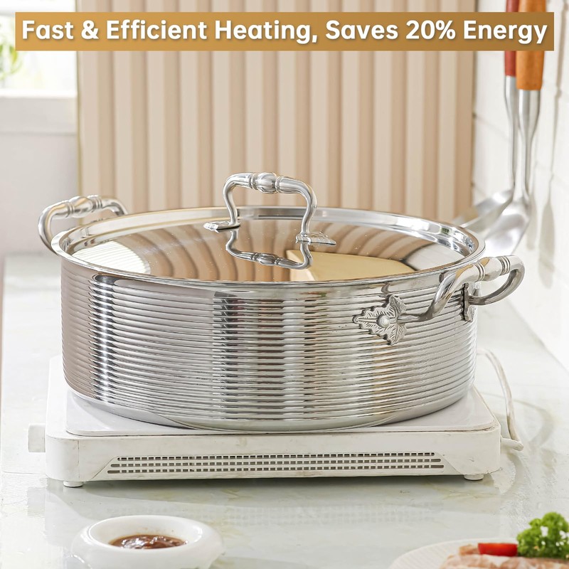 DELARLO 8QT Stainless Steel Hot Pot Induction Shabu Shabu Pot