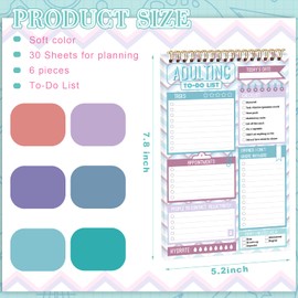 Glenmal 6 Pack Adulting Note Pad to Do List Notepad Daily Planner Notepad Daily to Do List Notebook Undated Checklist Daily Planner for Adult Office Stuffers 7.8 x 5.2 in(Fresh Color, Fresh)